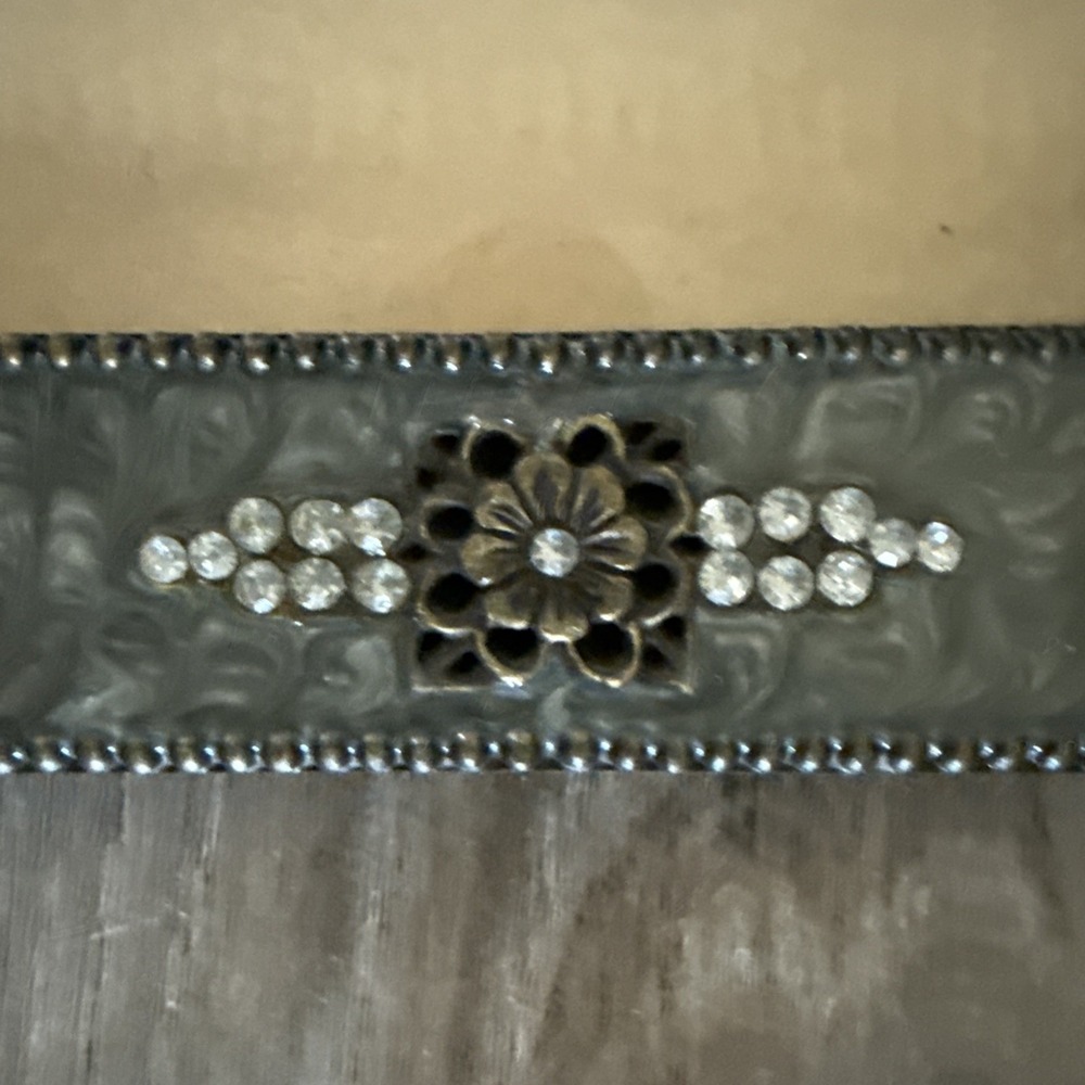 Green Marbled Enamel Art Deco Style‎ Frame with Rhinestone Accents 5x7 - Picture 3 of 6